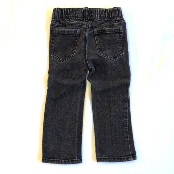 old navy faded black elastic waist straight leg denim jeans 2T toddler unisex - Picture 7 of 8